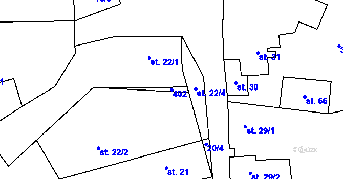 Parcela st. 402 v KÚ Želkovice u Loun, Katastrální mapa
