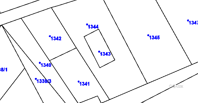 Parcela st. 1343 v KÚ Pěkná, Katastrální mapa