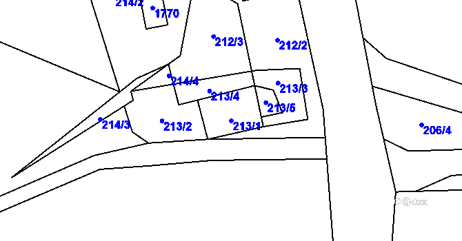 Parcela st. 213/1 v KÚ Želnava, Katastrální mapa