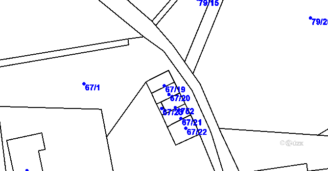 Parcela st. 67/19 v KÚ Želnava, Katastrální mapa