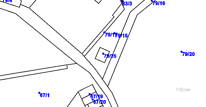Parcela st. 79/25 v KÚ Želnava, Katastrální mapa