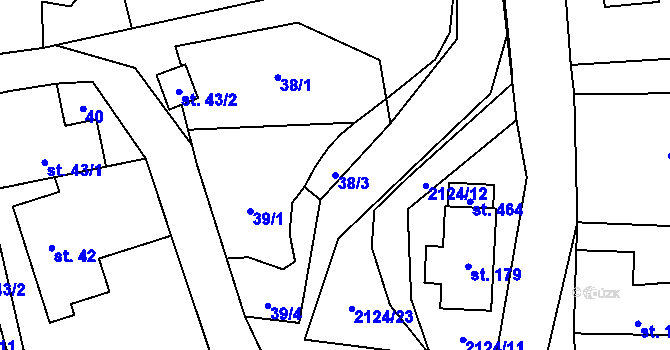 Parcela st. 38/3 v KÚ Ženklava, Katastrální mapa