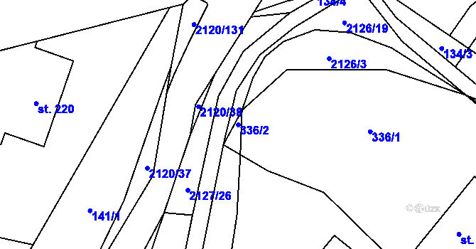 Parcela st. 336/2 v KÚ Ženklava, Katastrální mapa