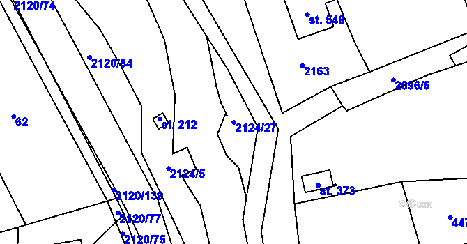 Parcela st. 2124/27 v KÚ Ženklava, Katastrální mapa