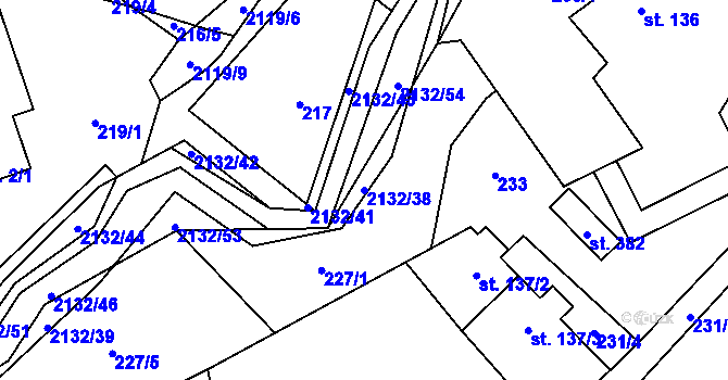 Parcela st. 2132/38 v KÚ Ženklava, Katastrální mapa