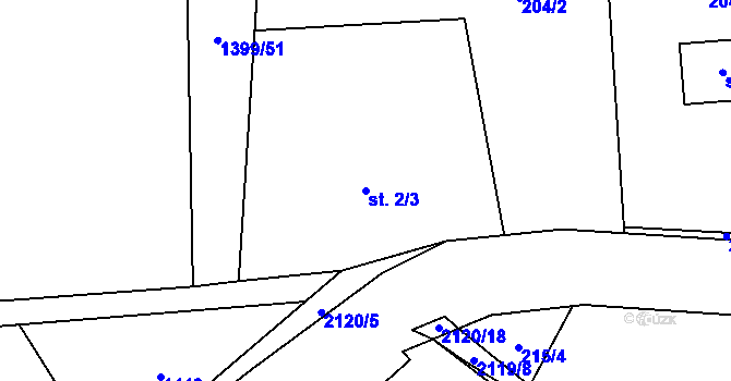 Parcela st. 2/3 v KÚ Ženklava, Katastrální mapa
