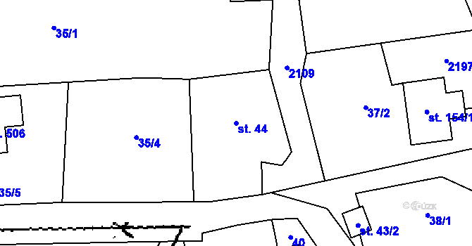 Parcela st. 44 v KÚ Ženklava, Katastrální mapa
