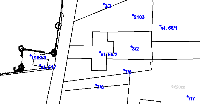 Parcela st. 55/2 v KÚ Ženklava, Katastrální mapa