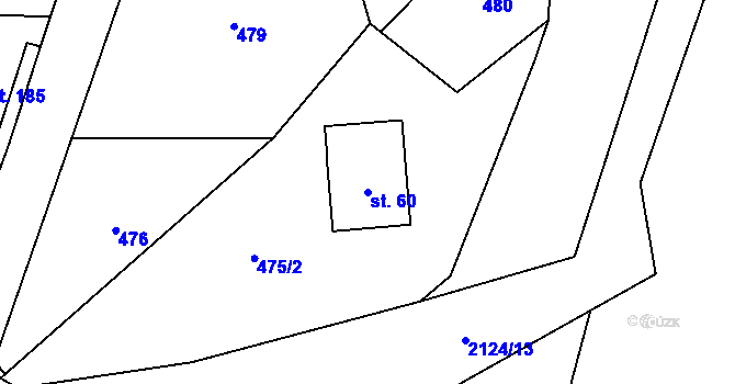 Parcela st. 60 v KÚ Ženklava, Katastrální mapa