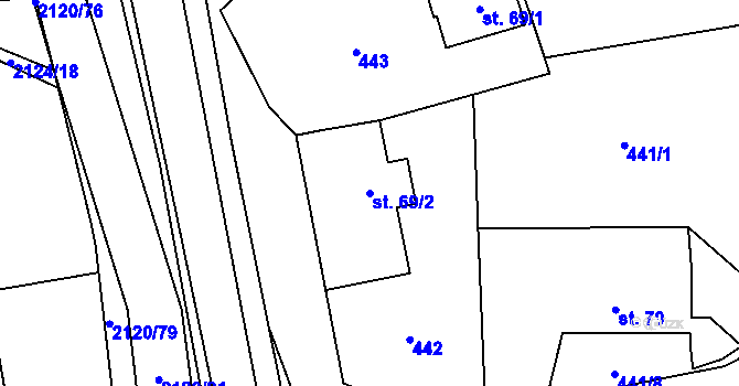Parcela st. 69/2 v KÚ Ženklava, Katastrální mapa
