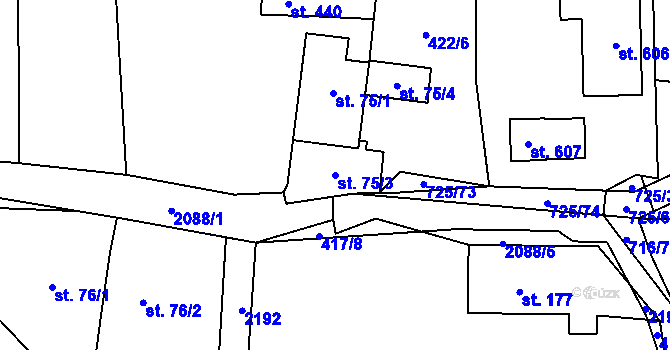 Parcela st. 75/3 v KÚ Ženklava, Katastrální mapa