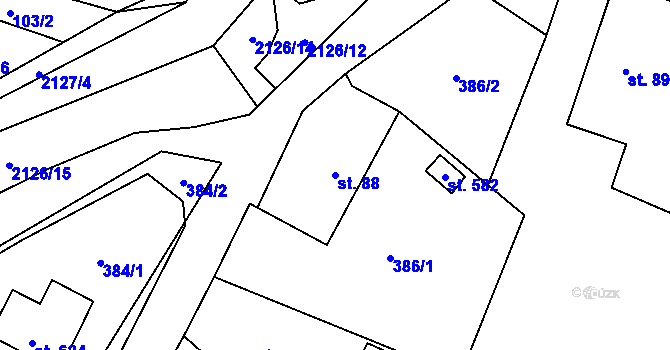 Parcela st. 88 v KÚ Ženklava, Katastrální mapa