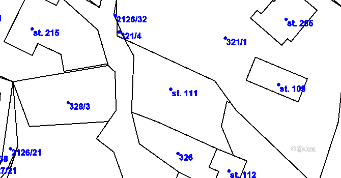 Parcela st. 111 v KÚ Ženklava, Katastrální mapa