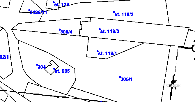 Parcela st. 118/1 v KÚ Ženklava, Katastrální mapa