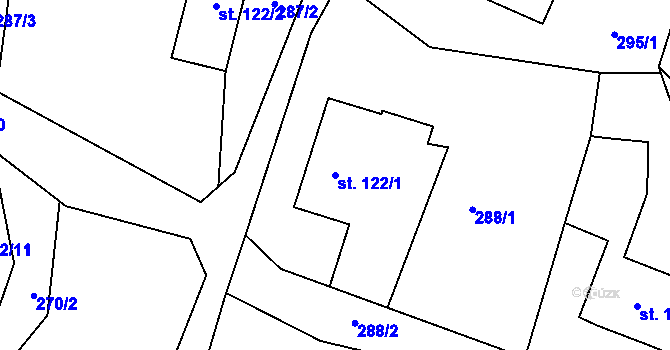 Parcela st. 122/1 v KÚ Ženklava, Katastrální mapa