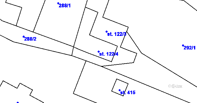 Parcela st. 122/4 v KÚ Ženklava, Katastrální mapa