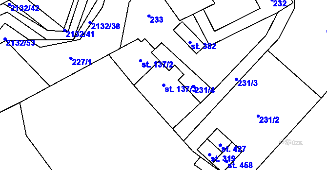Parcela st. 137/3 v KÚ Ženklava, Katastrální mapa