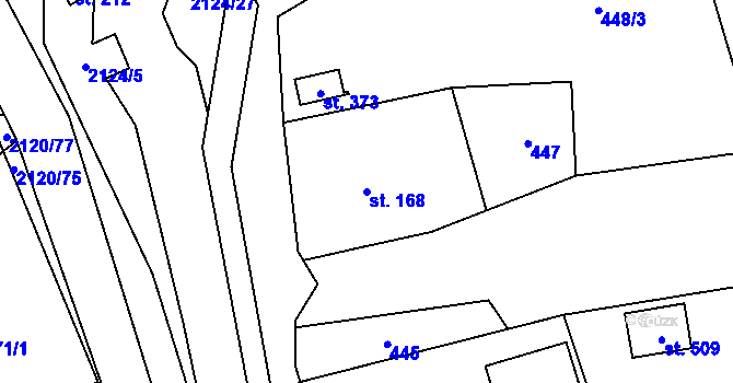 Parcela st. 168 v KÚ Ženklava, Katastrální mapa