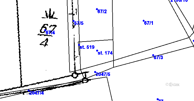 Parcela st. 174 v KÚ Ženklava, Katastrální mapa