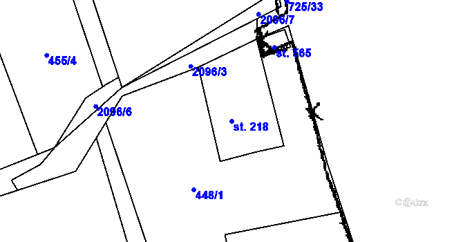 Parcela st. 218 v KÚ Ženklava, Katastrální mapa