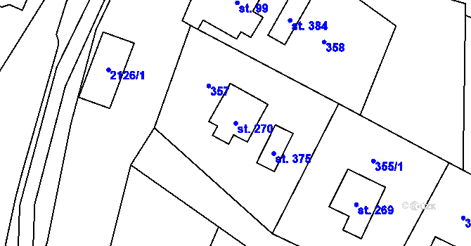 Parcela st. 270 v KÚ Ženklava, Katastrální mapa