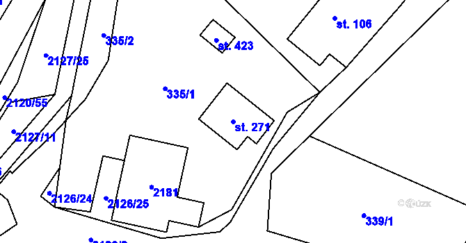 Parcela st. 271 v KÚ Ženklava, Katastrální mapa