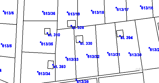 Parcela st. 330 v KÚ Ženklava, Katastrální mapa