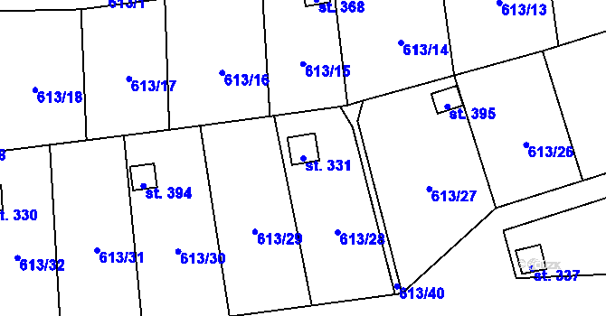 Parcela st. 331 v KÚ Ženklava, Katastrální mapa