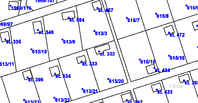 Parcela st. 332 v KÚ Ženklava, Katastrální mapa