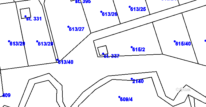 Parcela st. 337 v KÚ Ženklava, Katastrální mapa