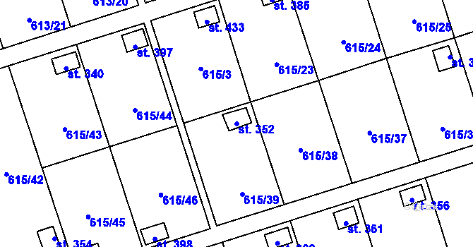 Parcela st. 352 v KÚ Ženklava, Katastrální mapa