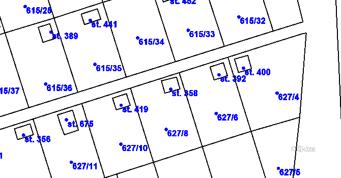 Parcela st. 358 v KÚ Ženklava, Katastrální mapa