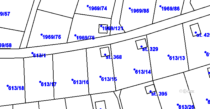 Parcela st. 368 v KÚ Ženklava, Katastrální mapa