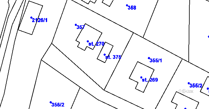 Parcela st. 375 v KÚ Ženklava, Katastrální mapa
