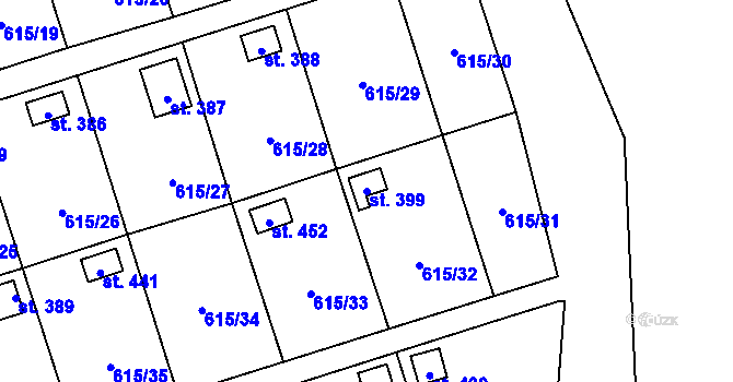 Parcela st. 399 v KÚ Ženklava, Katastrální mapa