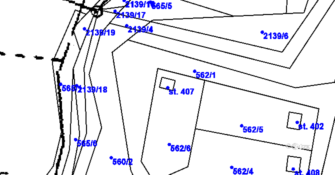 Parcela st. 407 v KÚ Ženklava, Katastrální mapa