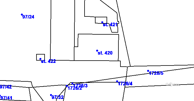 Parcela st. 420 v KÚ Ženklava, Katastrální mapa