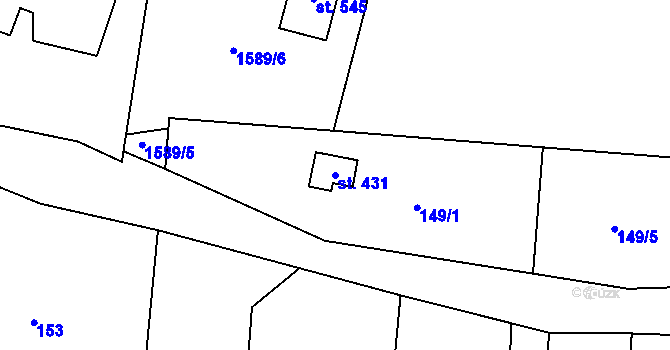Parcela st. 431 v KÚ Ženklava, Katastrální mapa