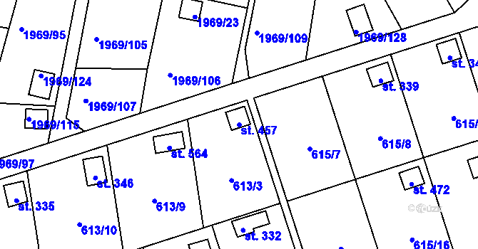 Parcela st. 457 v KÚ Ženklava, Katastrální mapa