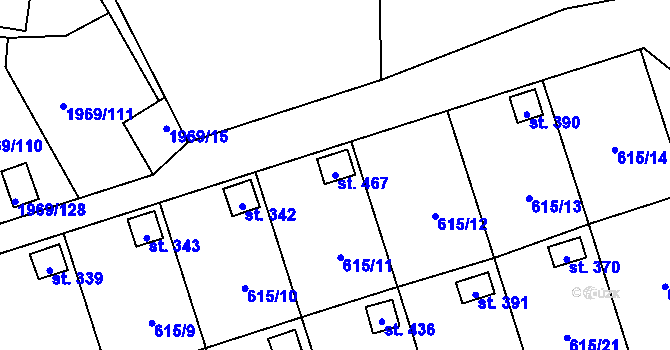 Parcela st. 467 v KÚ Ženklava, Katastrální mapa