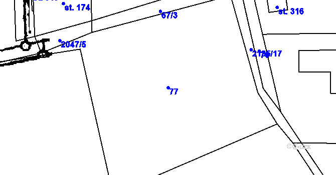 Parcela st. 77 v KÚ Ženklava, Katastrální mapa