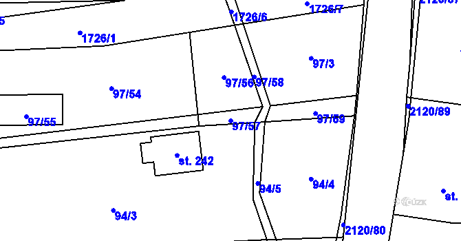 Parcela st. 97/57 v KÚ Ženklava, Katastrální mapa