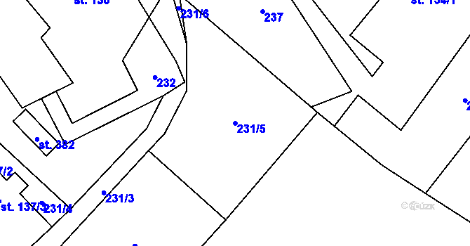 Parcela st. 231/5 v KÚ Ženklava, Katastrální mapa