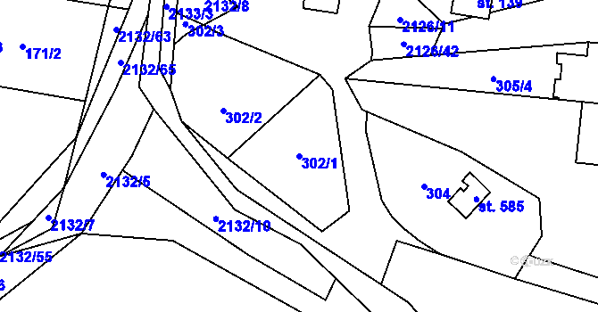 Parcela st. 302/1 v KÚ Ženklava, Katastrální mapa