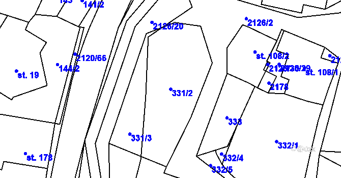 Parcela st. 331/2 v KÚ Ženklava, Katastrální mapa