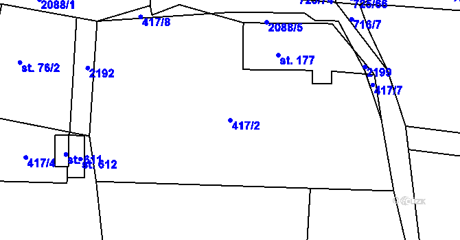Parcela st. 417/2 v KÚ Ženklava, Katastrální mapa