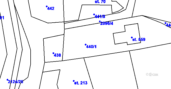 Parcela st. 440/1 v KÚ Ženklava, Katastrální mapa