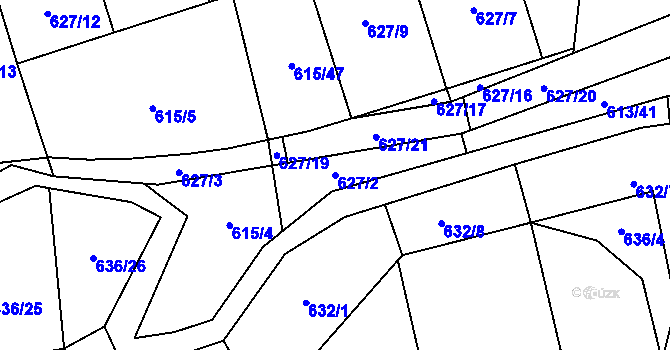 Parcela st. 627/2 v KÚ Ženklava, Katastrální mapa