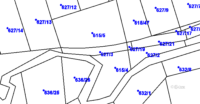 Parcela st. 627/3 v KÚ Ženklava, Katastrální mapa