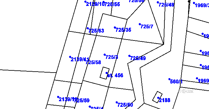 Parcela st. 725/3 v KÚ Ženklava, Katastrální mapa